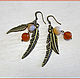 Earrings 'Clean feathers' with agate. Earrings. A million treasures. Online shopping on My Livemaster.  Фото №2