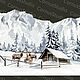 Дом в горах с оленями. Новый год. Акварель.PNG. Иллюстрации и рисунки. Акварель PNG. Интернет-магазин Ярмарка Мастеров.  Фото №2