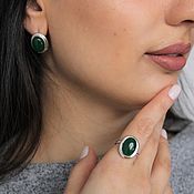 Украшения handmade. Livemaster - original item Earrings and ring with 925 sterling silver jade. Handmade.