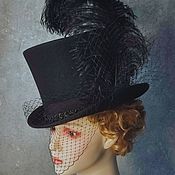 Аксессуары handmade. Livemaster - original item Felt top hat with a veil. Handmade.