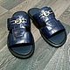 Men's crocodile leather sandals, in blue, custom made!. Sandals. SHOES&BAGS. Online shopping on My Livemaster.  Фото №2