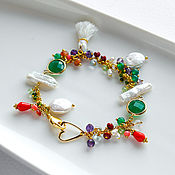 Украшения handmade. Livemaster - original item Bracelet made of pearls and precious stones. Handmade.