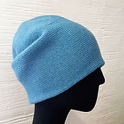 Аксессуары handmade. Livemaster - original item Winter hat merino cashmere beanie blue stocking. Handmade.
