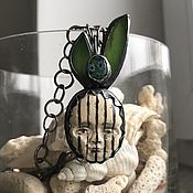 Украшения ручной работы. Ярмарка Мастеров - ручная работа Colgante de la fruta Prohibida. Plata, jade, Murano, piedra caliza. Handmade.