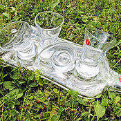 Наборы ручной работы. Ярмарка Мастеров - ручная работа Бульбаш. Рюмки на бутылке. Набор с 4 рюмками. Handmade.