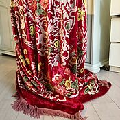 Винтаж handmade. Livemaster - original item Plush Tablecloth ROSES USSR East Red Vintage Floral Print. Handmade.