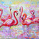 The picture Flamingo 60 x 80 cm 'Sparks of Happiness' oil on canvas, Pictures, Voronezh,  Фото №1