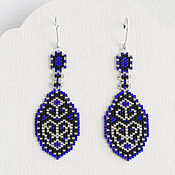 Украшения handmade. Livemaster - original item Blue beaded earrings with oriental motifs. Handmade.