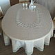 Oval linen tablecloth 250/140 Ivanovskaya stitch, Tablecloths, St. Petersburg,  Фото №1