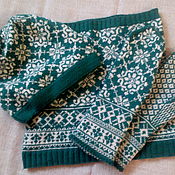 Аксессуары handmade. Livemaster - original item Set knitted green jacquard. Handmade.