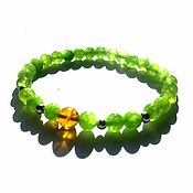 Украшения handmade. Livemaster - original item Jade Green Beads Bracelet with Amber Spring Bracelet. Handmade.