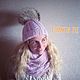 Pale pink kit 'Popsicle' out of the hat with pompon and cowl, Headwear Sets, St. Petersburg,  Фото №1