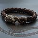 Order Bracelet braided: leather bracelet Dragon. Mint Tiger (MintTiger). Livemaster. . Braided bracelet Фото №3