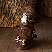 Субкультуры handmade. Livemaster - original item Copy of Steampunk wristband. Leather braselet with compass. Handmade.