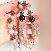 Украшения handmade. Livemaster - original item Spring set. necklace earrings mother of pearl chalcedony. Handmade.