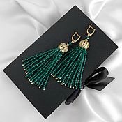 Украшения handmade. Livemaster - original item Long Emerald Bead Earrings. Earrings chandelier. Handmade.