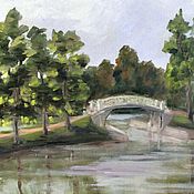 Картины и панно handmade. Livemaster - original item Oil painting. Openwork landscape bridge. Handmade.