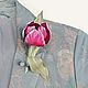 Брошь цветок из кожи Тюльпан. Сияющий аметист. Брошь-булавка. Кожаные украшения. Светлана Чалая.. Ярмарка Мастеров.  Фото №15
