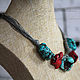 Turquoise-coral necklace on a linen thread, coral and turquoise. Necklace. Ritasdreams (ritasdreams). My Livemaster. Фото №5