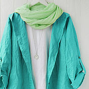 Одежда handmade. Livemaster - original item Turquoise cardigan jacket made of 100% linen. Handmade.
