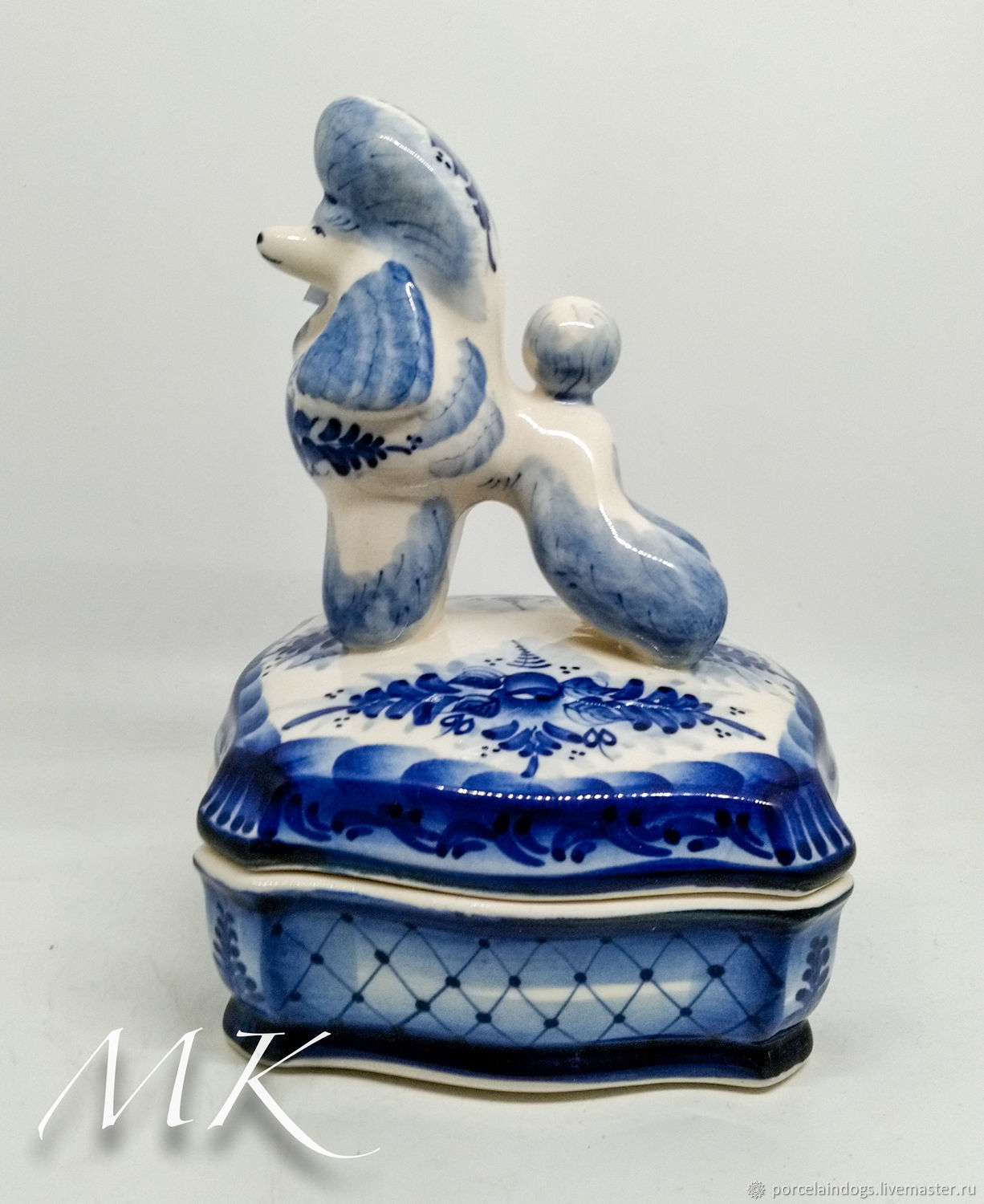 Poodle jewelry box (painted Gzhel), Figurines, Moscow,  Фото №1