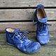 Кожаные ботинки БРОГИ синие, Ботинки, Ялта,  Фото №1