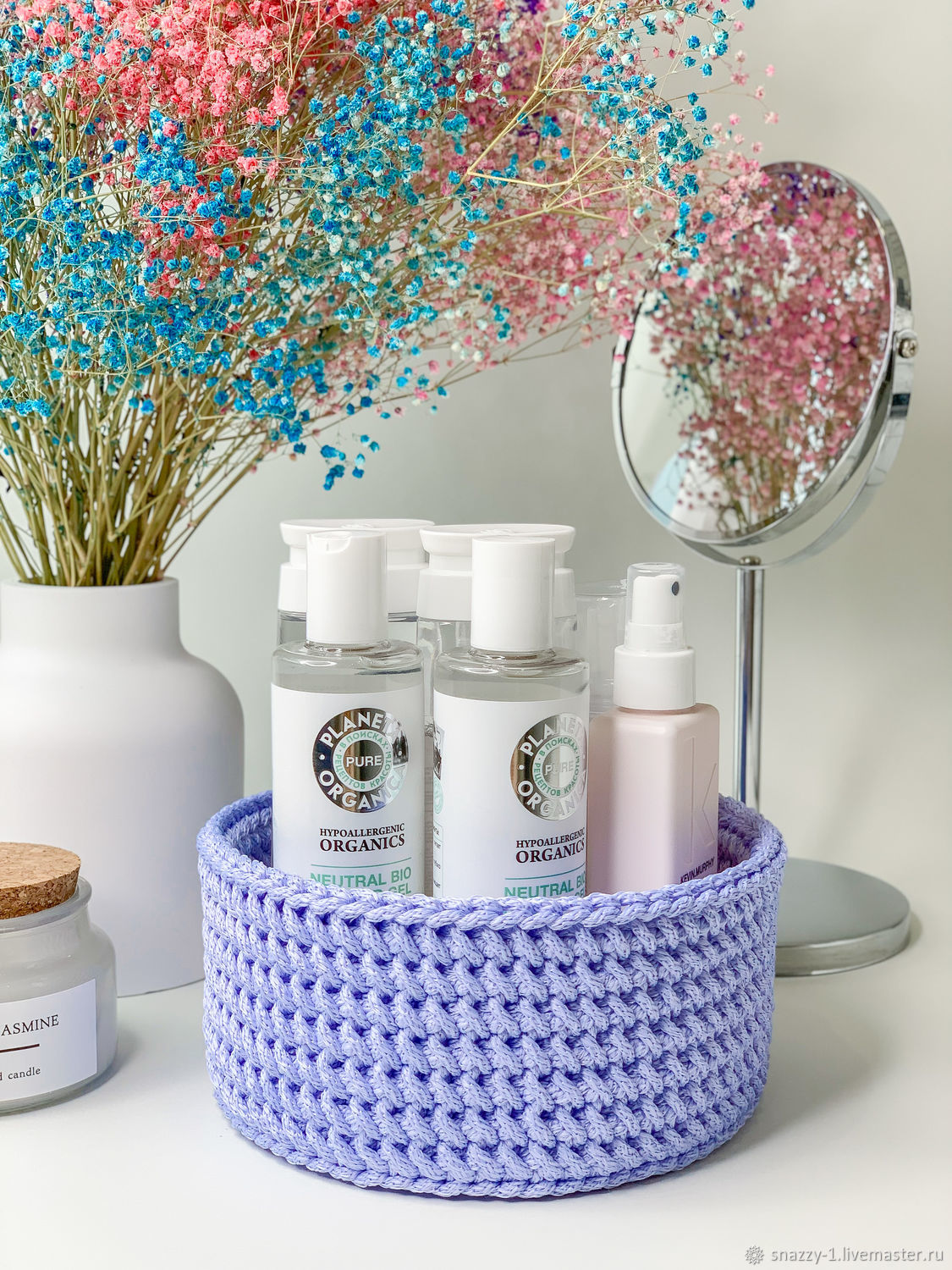 Корзина для хранения / органайзер для косметики / плетёная корзина в ...