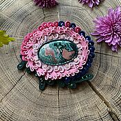 Украшения handmade. Livemaster - original item The pink soutache brooch decoration with natural stone colors of summer. Handmade.