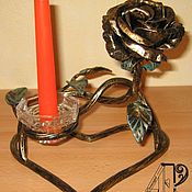 Для дома и интерьера handmade. Livemaster - original item Forged candlestick with rose 