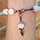 Beaded bracelet with pearl beads and copper pendant. Bead bracelet. StylishThings4U. My Livemaster. Фото №4
