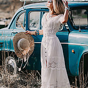 Платье "Ажурное" белое купон шитье, прованс винтаж, бохо