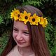 Заказать Венок Подсолнухи ободок с осенними цветами для фотосессии. Сказка - броши и серьги ручной работы. Ярмарка Мастеров. . Ободки и повязки на голову Фото №3