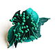 Caribbean leather barrette with stamen turquoise sea wave, Hairpins, Moscow,  Фото №1