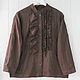 Brown boho blouse with ruffles. Blouses. LINEN & SILVER ( LEN i SEREBRO ). My Livemaster. Фото №4