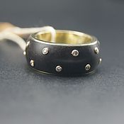 Украшения handmade. Livemaster - original item Gold ring with ebony and diamonds 0,22 ct German Kabirski. Handmade.