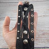 Украшения handmade. Livemaster - original item Wide leather bracelet with Stripes and rivets. Handmade.