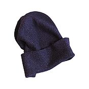 Аксессуары handmade. Livemaster - original item Hats: knitted merino hat with lurex purple with silver. Handmade.