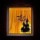 Стикер на окно для Хеллоуина - Ночной замок. Оформление мероприятий. Создай настроение/Бумажный край. Интернет-магазин Ярмарка Мастеров.  Фото №2
