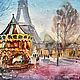 Order Magical Christmas Paris winter snow city watercolor painting. marselart. Livemaster. . Pictures Фото №3