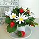 Order A mini-bouquet of Strawberries. Flowers from polymer clay. Olga-art-flower. Livemaster. . Composition Фото №3