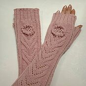 Аксессуары handmade. Livemaster - original item Mittens long Pink Flower. Handmade.