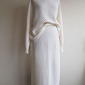 Warm sweater dress in light gray color