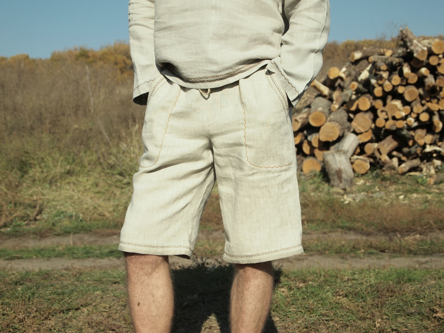 Мужские льняные шорты "Летние" в интернет-магазине Ярмарка Мастеров по цене 5300 ₽ – JXB3ORU