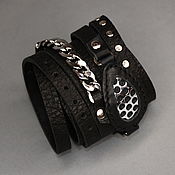 Украшения handmade. Livemaster - original item Cuff bracelet: bracelet: Leather Bracelet - Rock, Punk, Gothic. Handmade.