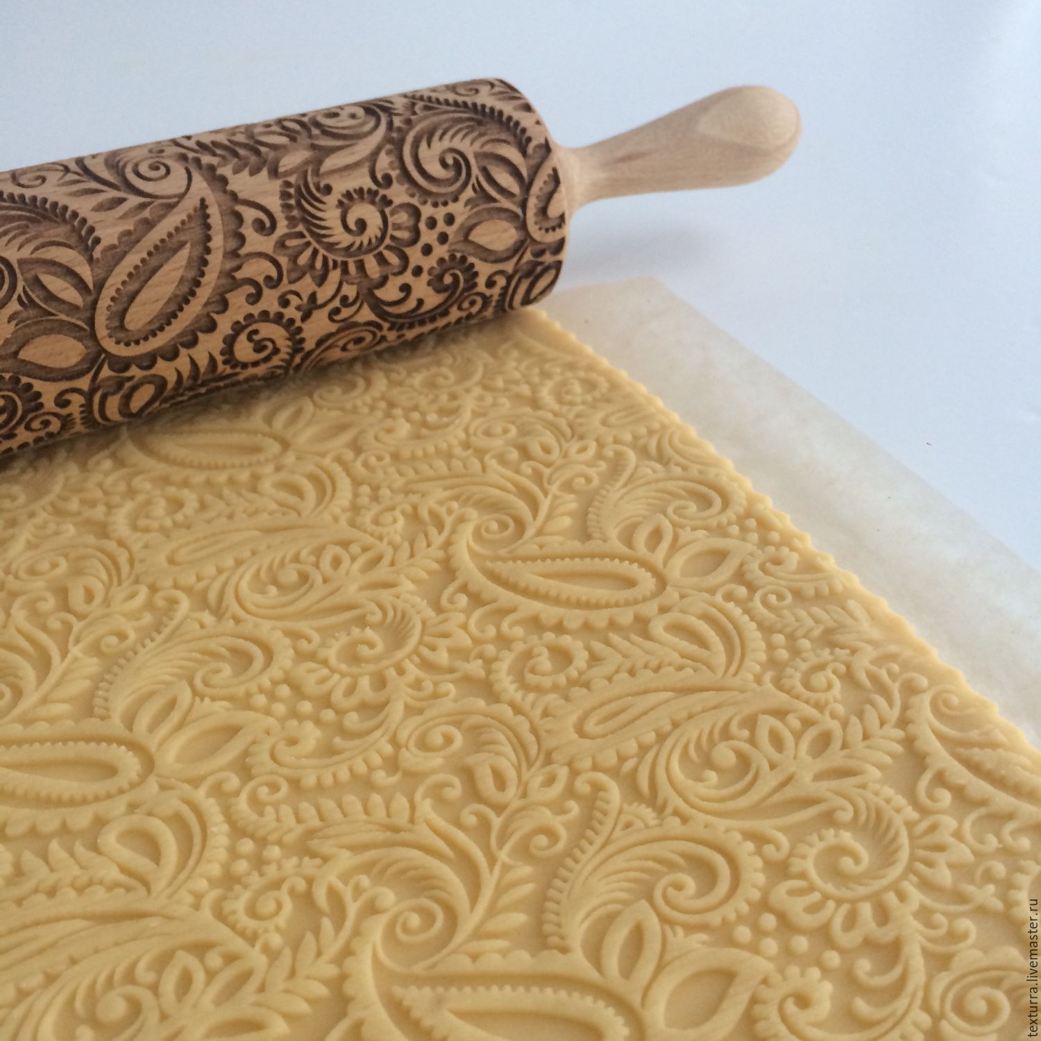 PAISLEY Embossing rolling pin, laser engraved rolling pin/ Texturra