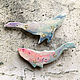 Brooch ' Gentle sky whale, blue, pink, with sequins'. Brooches. greenfox-23. My Livemaster. Фото №5