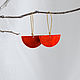 Bright red brass earrings semi-Circular boho earrings with ornament, Earrings, Ulan-Ude,  Фото №1