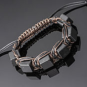 Украшения handmade. Livemaster - original item Bracelet made of shungite, triple weave brown. Handmade.