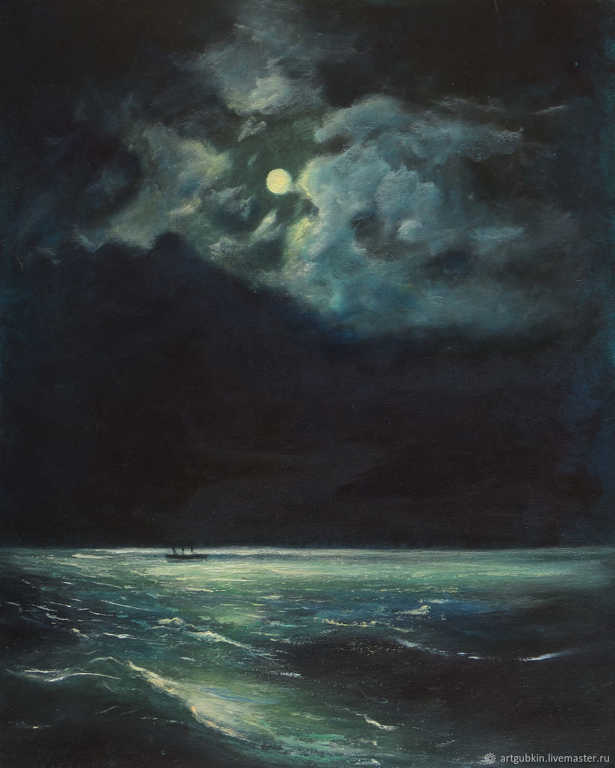 Ночь на Чёрном море (копия картины И. Айвазовского), Картины, Москва,  Фото №1