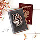 Passport cover women's genuine leather gray Wolf painting. Passport cover. Decoupage for you (Anastasiya). Online shopping on My Livemaster.  Фото №2